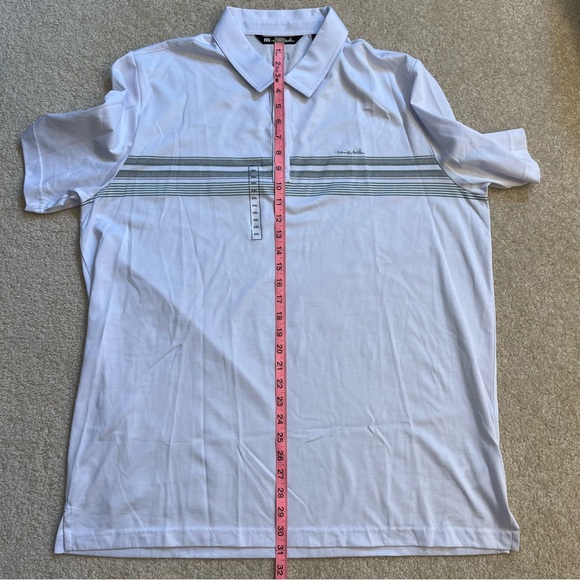 NEW Travis Mathew Polo Shirt Mens XXL 2XL White Golf Casual Performance FLAW - Picture 8 of 10